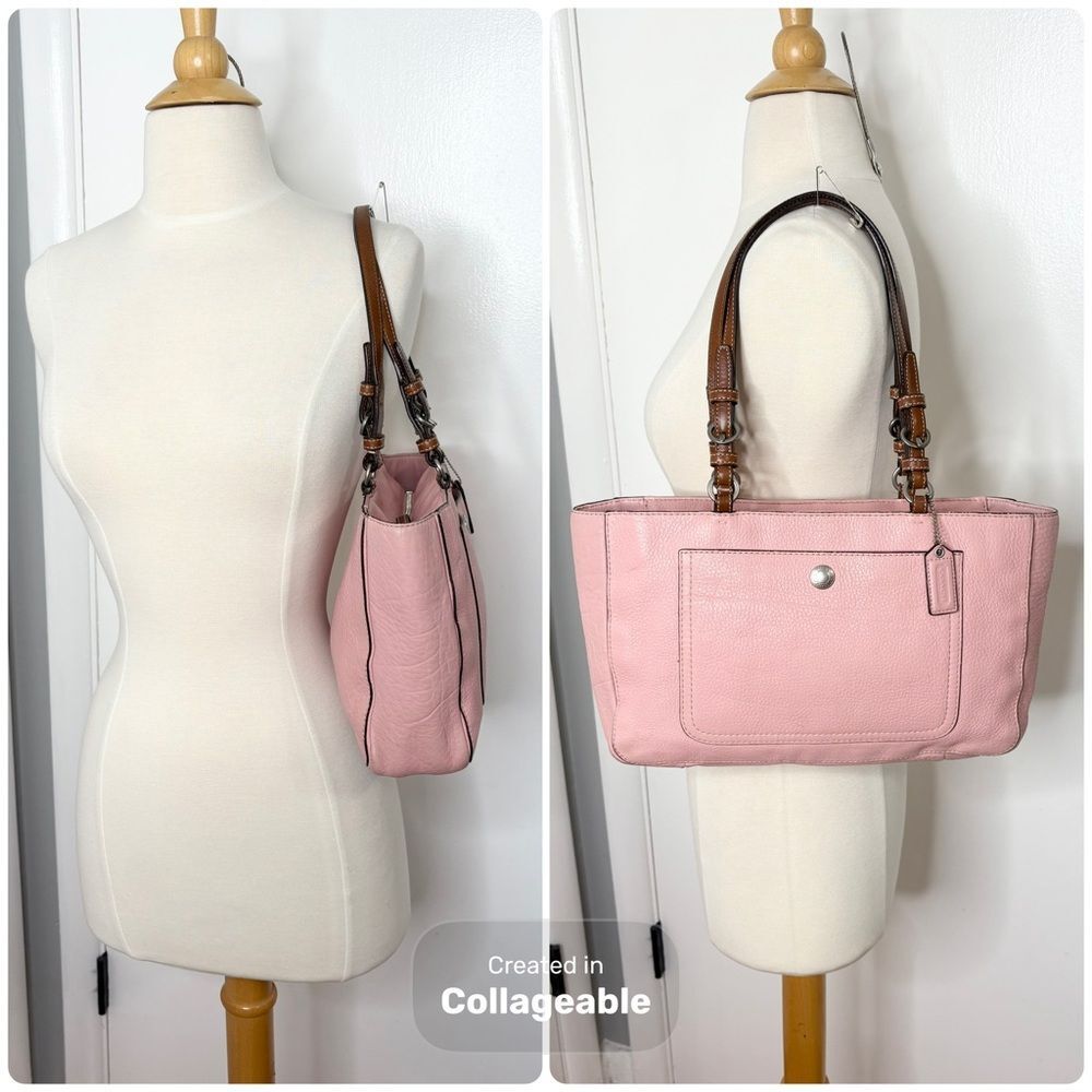 Coach Chelsea East West Leather Shoulder Bag Tote F10892 Light Pink Brown - Picture 2 of 9
